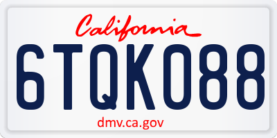 CA license plate 6TQK088