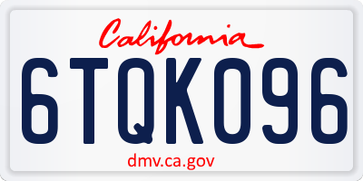 CA license plate 6TQK096