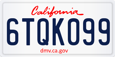 CA license plate 6TQK099