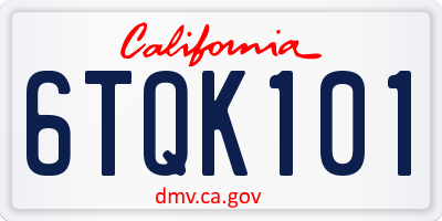 CA license plate 6TQK101