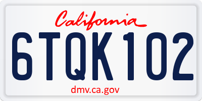 CA license plate 6TQK102