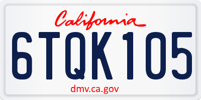 CA license plate 6TQK105