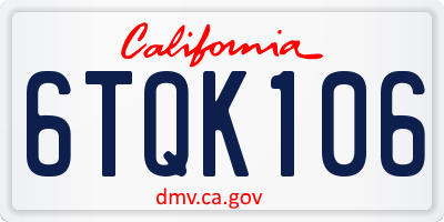 CA license plate 6TQK106