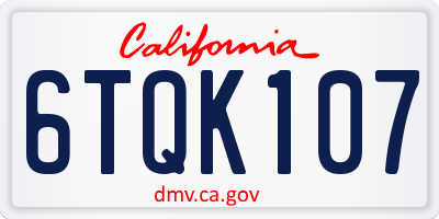 CA license plate 6TQK107