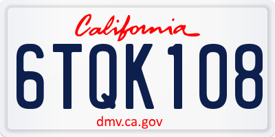 CA license plate 6TQK108