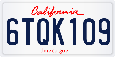 CA license plate 6TQK109