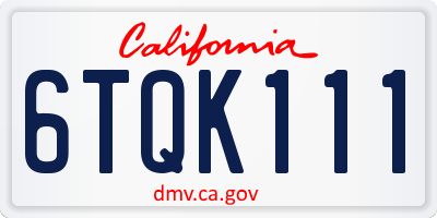 CA license plate 6TQK111