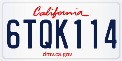 CA license plate 6TQK114