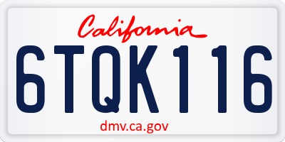 CA license plate 6TQK116