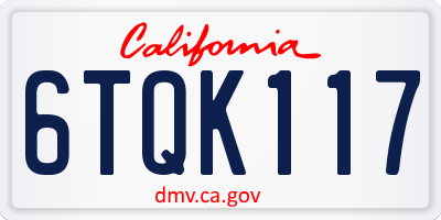 CA license plate 6TQK117