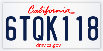 CA license plate 6TQK118