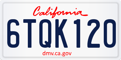 CA license plate 6TQK120