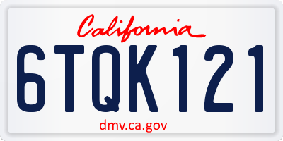 CA license plate 6TQK121