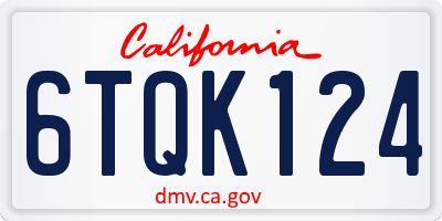 CA license plate 6TQK124