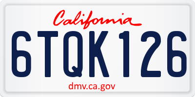 CA license plate 6TQK126