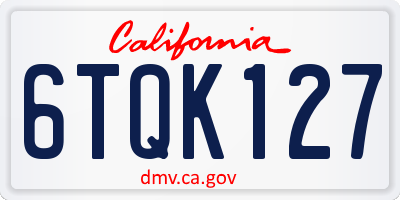 CA license plate 6TQK127