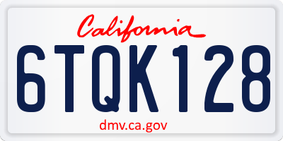 CA license plate 6TQK128
