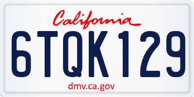 CA license plate 6TQK129