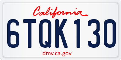 CA license plate 6TQK130