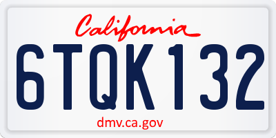 CA license plate 6TQK132