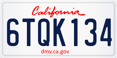 CA license plate 6TQK134