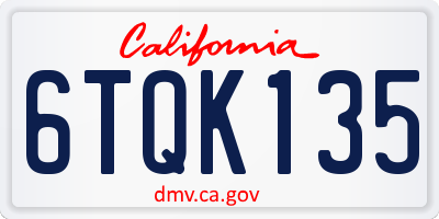 CA license plate 6TQK135