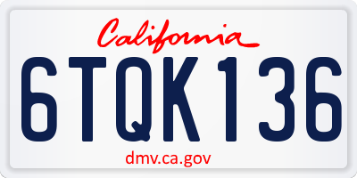 CA license plate 6TQK136