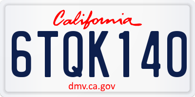 CA license plate 6TQK140