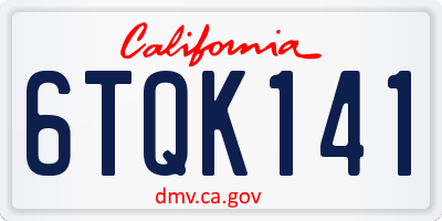 CA license plate 6TQK141