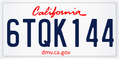 CA license plate 6TQK144