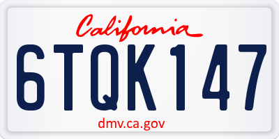 CA license plate 6TQK147