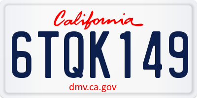 CA license plate 6TQK149