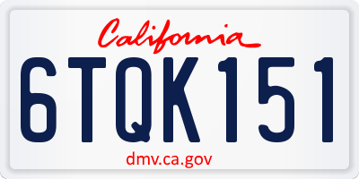 CA license plate 6TQK151