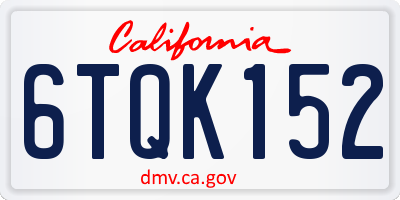 CA license plate 6TQK152