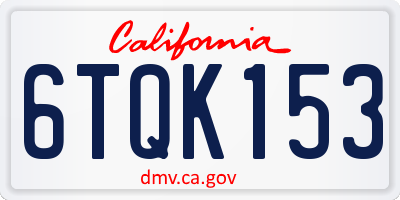 CA license plate 6TQK153