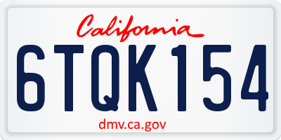 CA license plate 6TQK154
