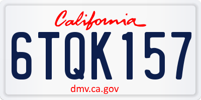 CA license plate 6TQK157