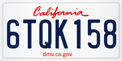 CA license plate 6TQK158