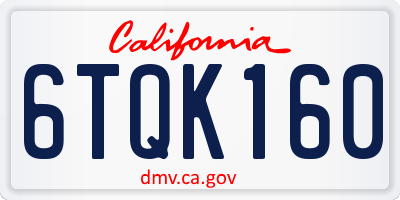 CA license plate 6TQK160