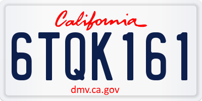 CA license plate 6TQK161