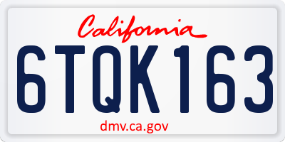 CA license plate 6TQK163
