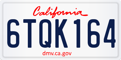 CA license plate 6TQK164