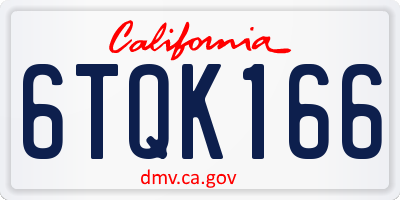 CA license plate 6TQK166