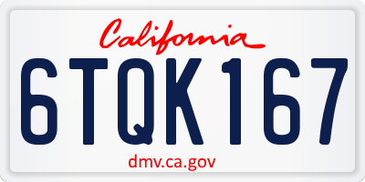 CA license plate 6TQK167