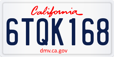 CA license plate 6TQK168