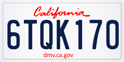 CA license plate 6TQK170