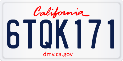 CA license plate 6TQK171