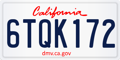 CA license plate 6TQK172