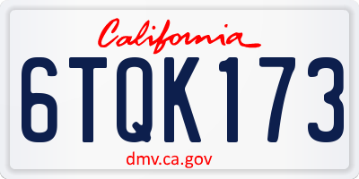 CA license plate 6TQK173