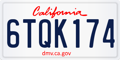 CA license plate 6TQK174